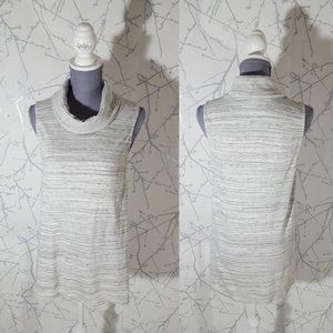 Dolan White Spacedye Cotton Blend Sleeveless Cowl Neck Tunic